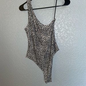 One-Strap Cheetah Print Bodysuit
